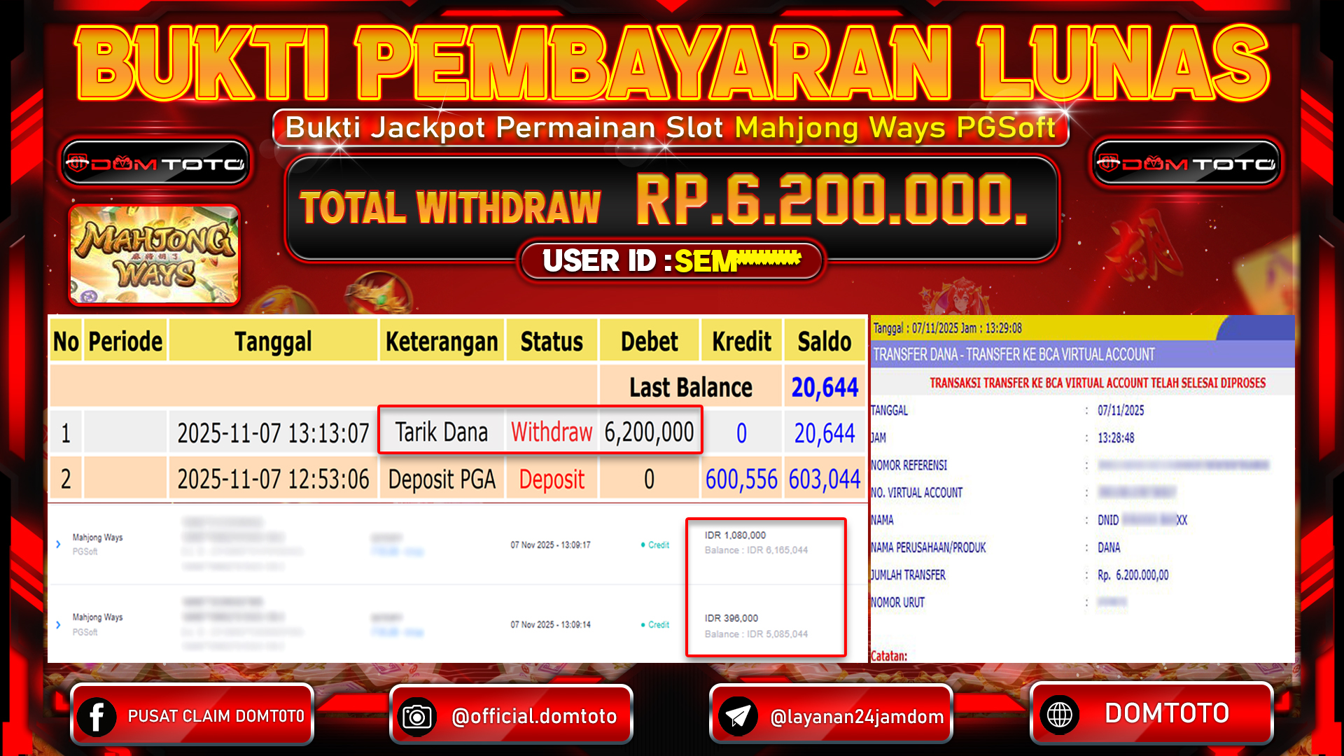 JACKPOT Slot Mahjong Ways PGSoft  07 NOVEMBER 2025